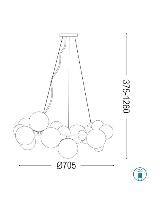 Ideal Lux DNA SP25 Πολυέλαιος 25xG9 Χρυσός 208398