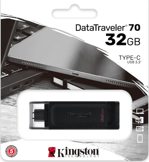 Kingston DataTraveler 70 32GB USB 3.2 Stick with connection USB-C Black