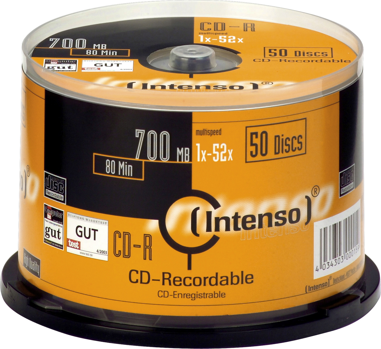 Intenso Inscripționabile CD-R 52x 700MB Cutie pentru prăjituri
