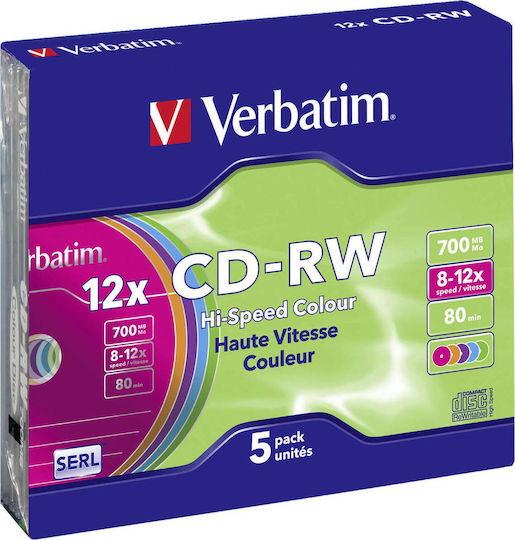 Verbatim Rewritable CD-RW 12x 700MB 5pcs