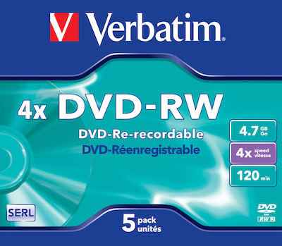 Verbatim Επανεγγράψιμα DVD-RW 4x 4.7GB 5τμχ