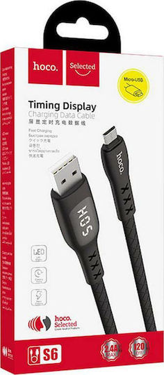 Hoco S6 Sentinel Regular USB 2.0 spre micro USB Cablu Negru 1.2m (HC-S6M) 1buc