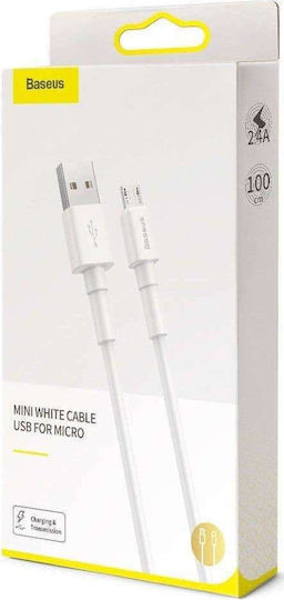 Baseus Mini Regular USB 2.0 to micro USB Cable Λευκό 1m (CAMSW-02)