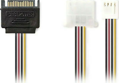 Nedis 15-Pin Sata - 4-Pin Molex / FDD Cable 0.15m Multicolour (CCGP73550VA015)