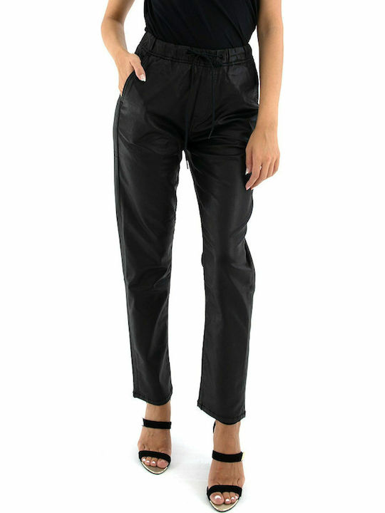 Cara Lo Relaxed Fit Γυναικείο Υφασμάτινο Παντελόνι με Λάστιχο σε Κανονική Εφαρμογή Μαύρο