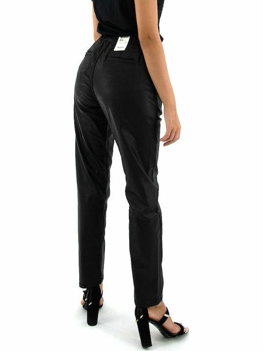 Cara Lo Relaxed Fit Γυναικείο Υφασμάτινο Παντελόνι με Λάστιχο σε Κανονική Εφαρμογή Μαύρο