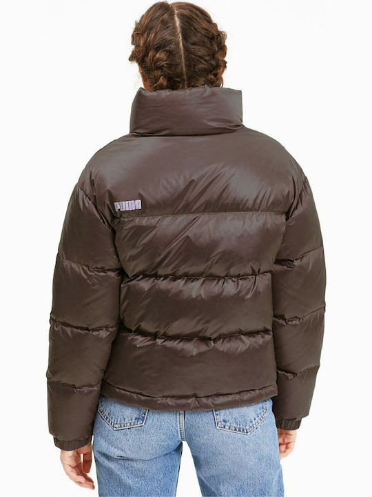 Puma Shine Down Women's Short Puffer Jacket for Winter Brown