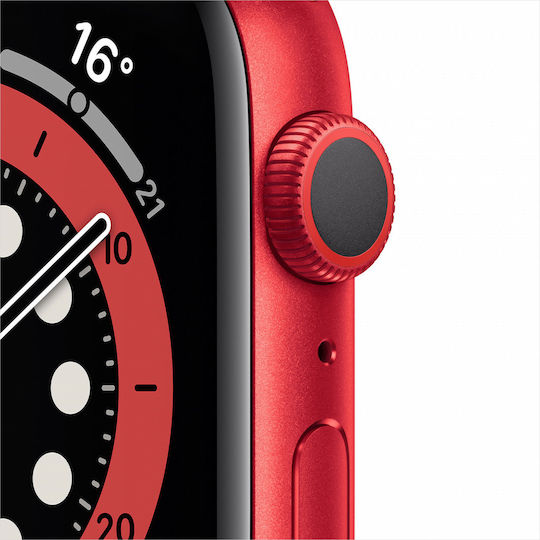 Apple Watch Series 6 Aluminium 40mm Αδιάβροχο με Παλμογράφο (Product Red)