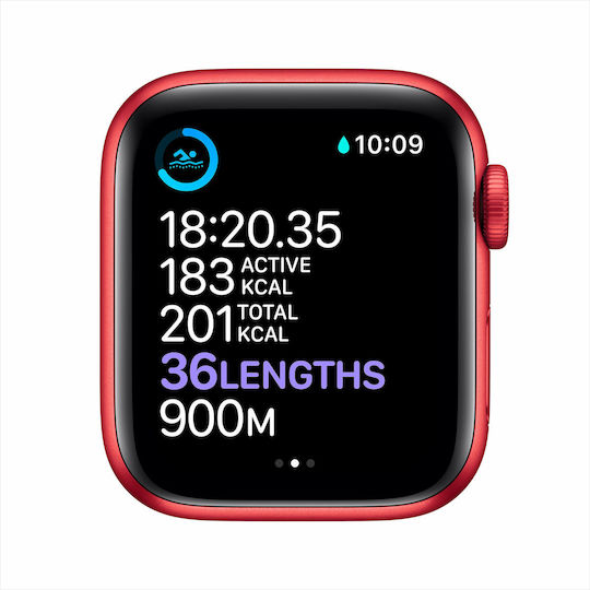 Apple Watch Series 6 Aluminium 40mm Αδιάβροχο με Παλμογράφο (Product Red)