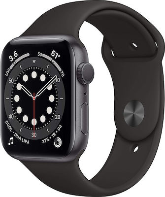 Apple Watch Series 6 Aluminium 44mm Waterproof with Heart Rate Monitor (Space Gray)