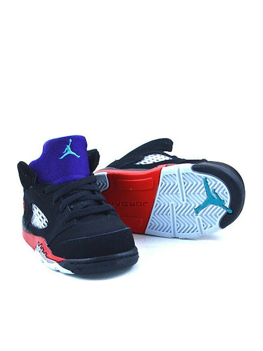 5 Retro Kids Sports Shoes Basketball with Laces Black