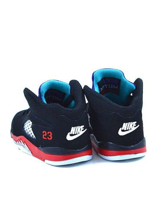 5 Retro Kids Sports Shoes Basketball with Laces Black