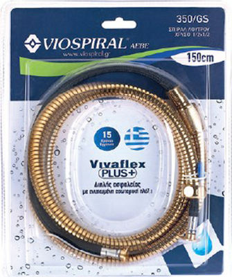 Viospiral Vivaflex+ Furtun de duș spiralat Inox 150cm Aur