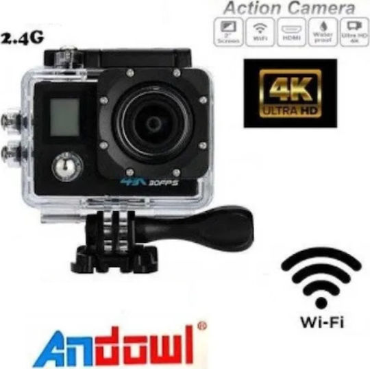 Andowl Qy07k 64GB Action Camera 4K Ultra HD Underwater (with Case) and Wi-Fi Black