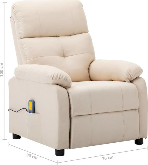 Relax Armchair Massage with Footstool Cream 76x90x100cm