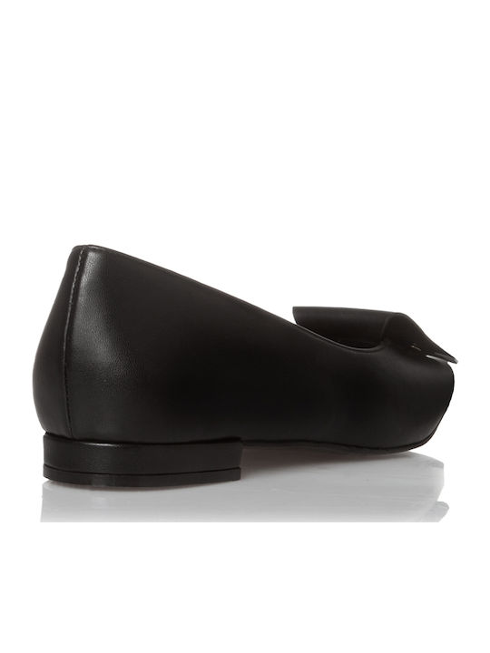 Synthetic Leather Pointy Ballerinas Black