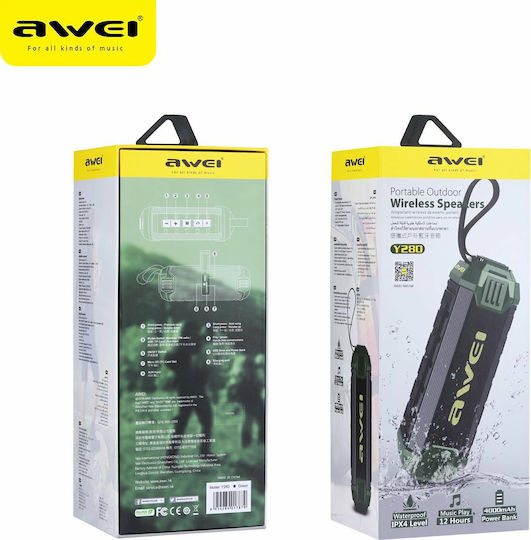 Awei Y280 Ηχείο Bluetooth 16W με Ραδιόφωνο και Διάρκεια Μπαταρίας έως 12 ώρες Μαύρο