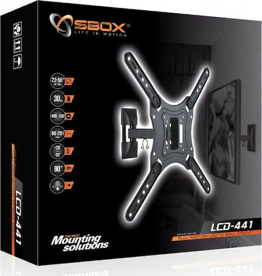 Sbox LCD-441 Βάση Τηλεόρασης Τοίχου με Βραχίονα έως 55" και 30kg