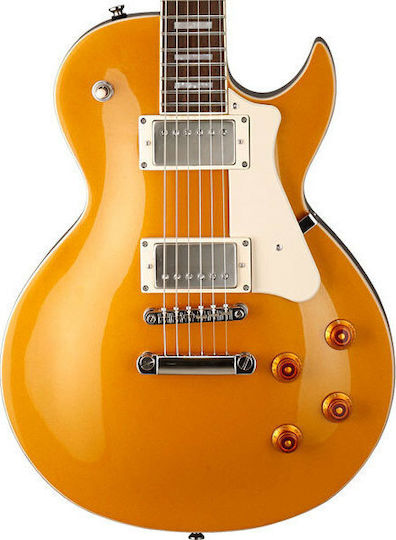 Cort CR200 Elektrische Gitarre Einfacher Schnitt mit HH Tonabnehmerkonfiguration Gold Top