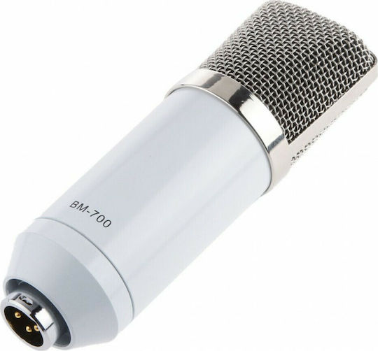 BM-700 Condenser Microphone XLR Shock Mounted for Vocals in White Color