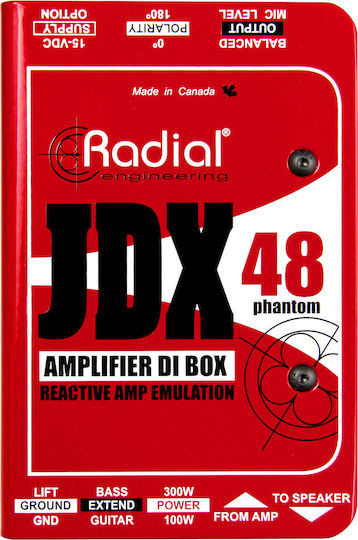 Radial JDX-48 Ενεργό DI Box 1 Καναλιού με Τροφοδοσία Ρεύματος και Phantom Power