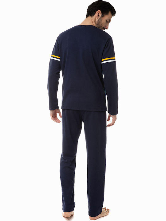 Minerva 90-70864 Men's Winter Cotton Pajamas Set Navy Blue