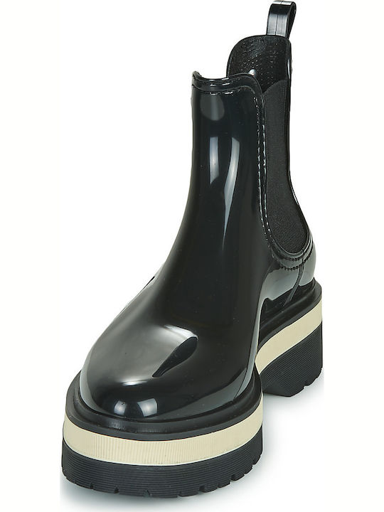 Netty Women's Short Mid Heel Wellies Black