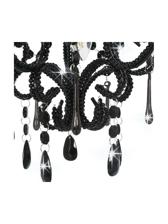vidaXL Chandelier with Crystals 1xE14 Black 24cm 281594