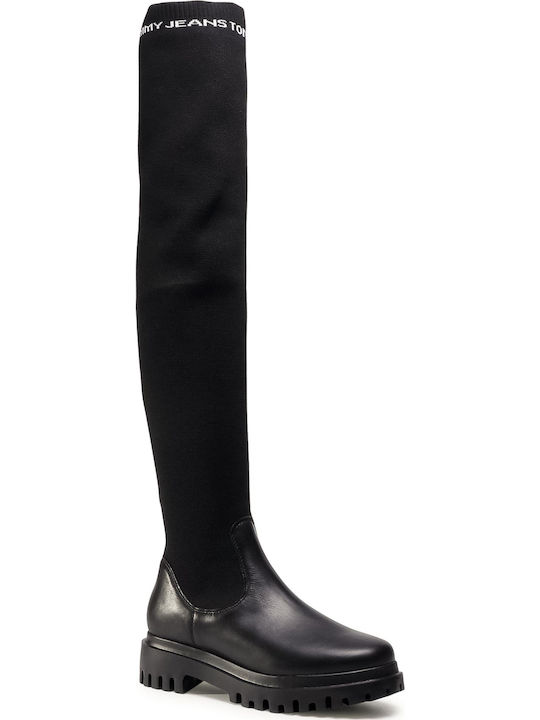 Tommy Hilfiger Over Knee Boot Cizme dama Peste genunchi Negre