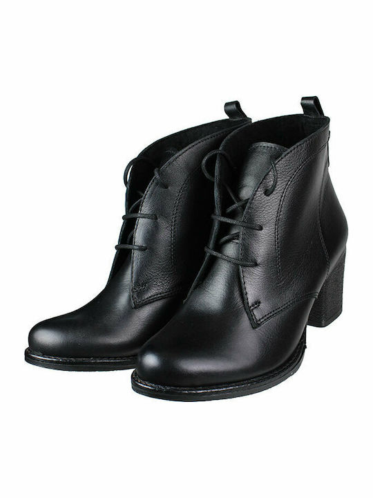 Leder Stiefeletten Damen Schwarz