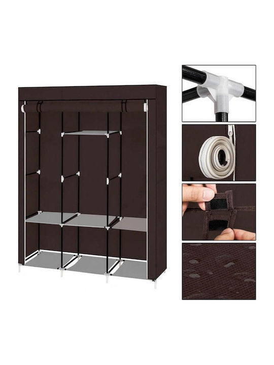 Timeless Tools Stoffschrank mit Reißverschluss und Regalen in Braun Farbe 130x45x170cm