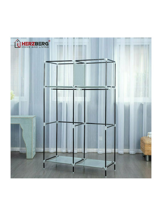 Herzberg Fabric Wardrobe with Zipper and Shelves in Gray Color 108x45x170cm