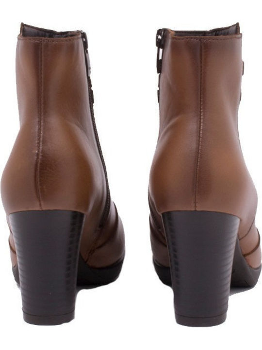 Leder Stiefeletten Damen Tabac Braun