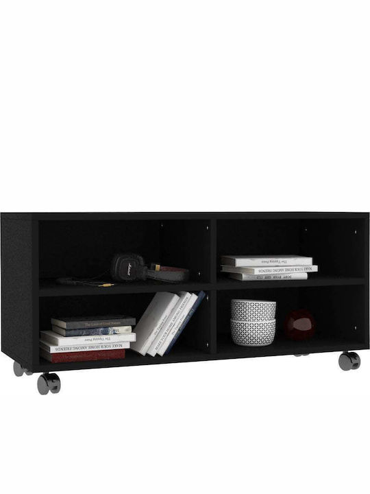 Stand TV Negru cu Roți L90xA35xÎ35cm