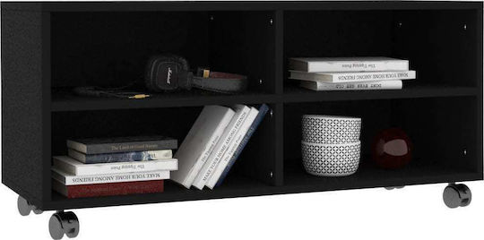 TV Stand with Wheels Black 90x35x35 cm