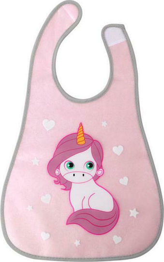 Kiokids Unicorn Waterproof Bib Fabric with Hoop & Loop Fastener & Pocket Pink