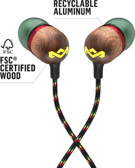 The House Of Marley Smile Jamaica Wireless 2 In ear Bluetooth хендсфри Слушалки с Устойчивост на Пот Rasta