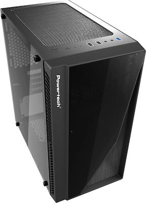 Powertech PT-839 Gaming Midi Tower Κουτί Υπολογιστή με Πλαϊνό Παράθυρο Μαύρο