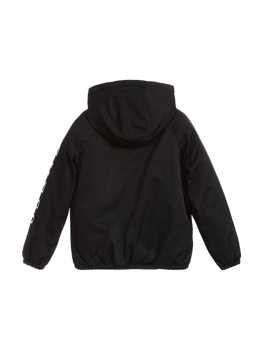 Guess Kinderjacke Kurz mit Kapuze Schwarz