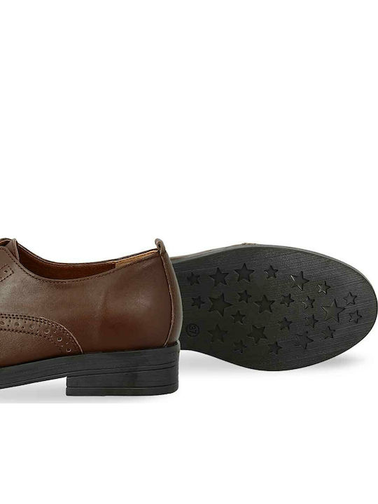 Δερμάτινα Γυναικεία Oxfords σε Καφέ Χρώμα