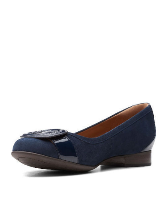 4 Un Blush Cove Suede Γυναικείες Μπαλαρίνες σε Navy Μπλε Χρώμα