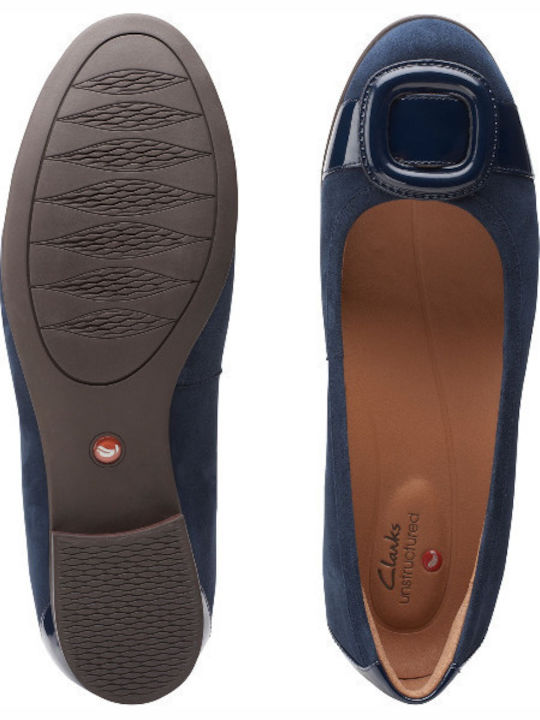 4 Un Blush Cove Suede Γυναικείες Μπαλαρίνες σε Navy Μπλε Χρώμα
