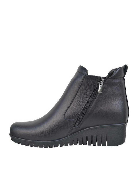 Leder Stiefeletten Damen Schwarz