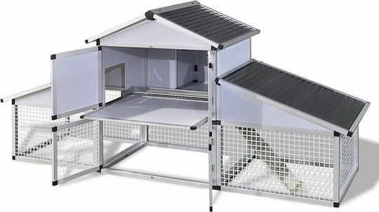 vidaXL Aluminum Poultry Coop 2-Level L2.58 x W0.74 x H1.17m with Corridors and Ovulation Box