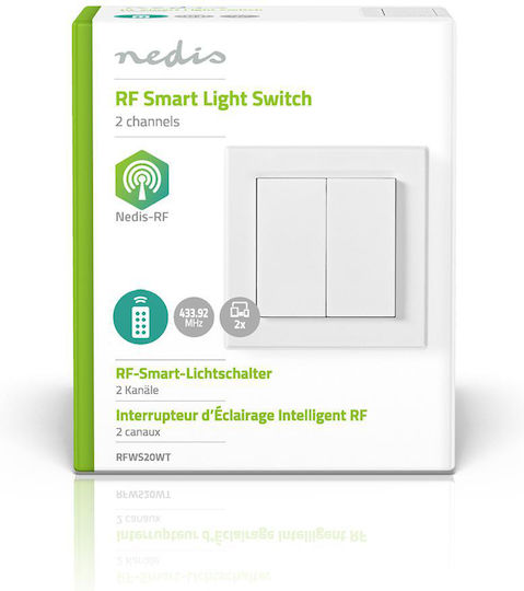 Nedis Wall-mounted Double Switch with Frame White
