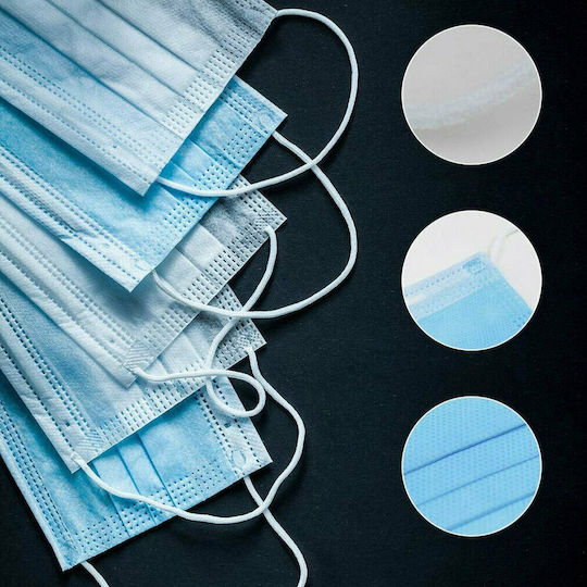 Set Chirurgische Masken 3ply 1 Gebrauch EN 149:2001+A1:2009 Schutzmaske Chirurgische Hellblau 100Stück