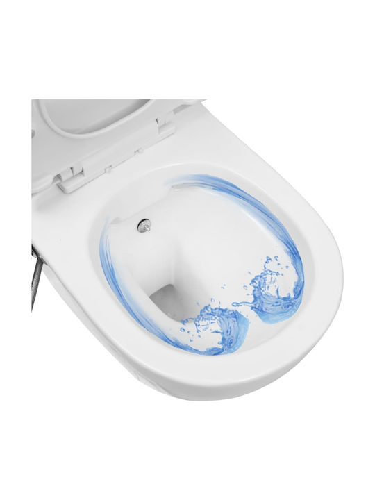 vidaXL Toaletă montată pe perete Fără margine cu sistem de descărcare cu Capac Închidere lentă Albă