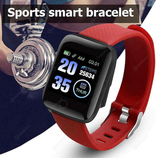116 Plus Smartwatch with Heart Rate Monitor (Red)
