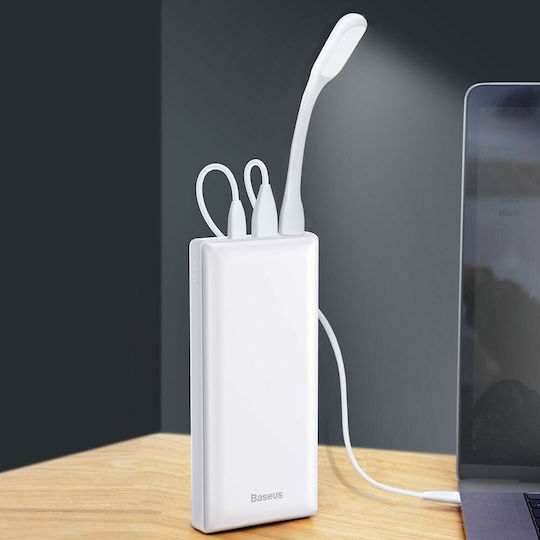 Baseus Mini JA Power Bank 30000mAh 15W με 2 Θύρες USB-A και Θύρα USB-C Λευκό