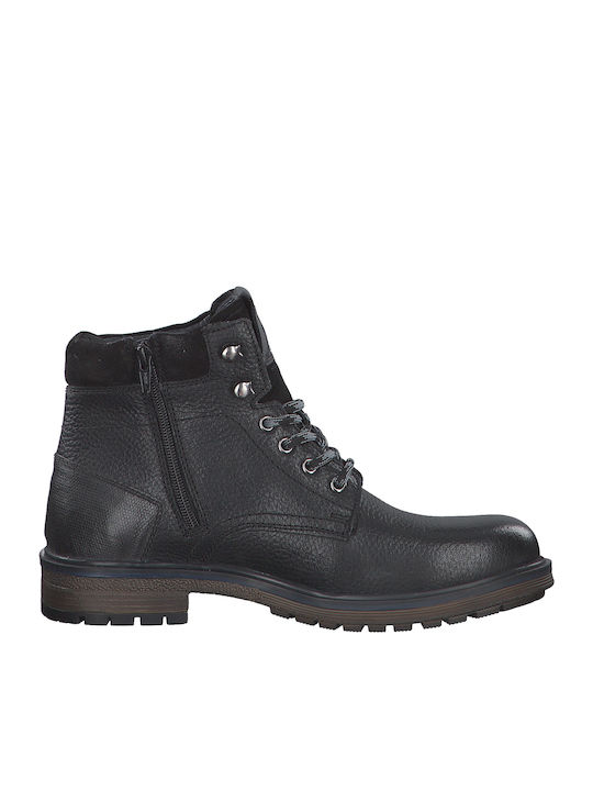 S.Oliver Men's Leather Military Boots Black